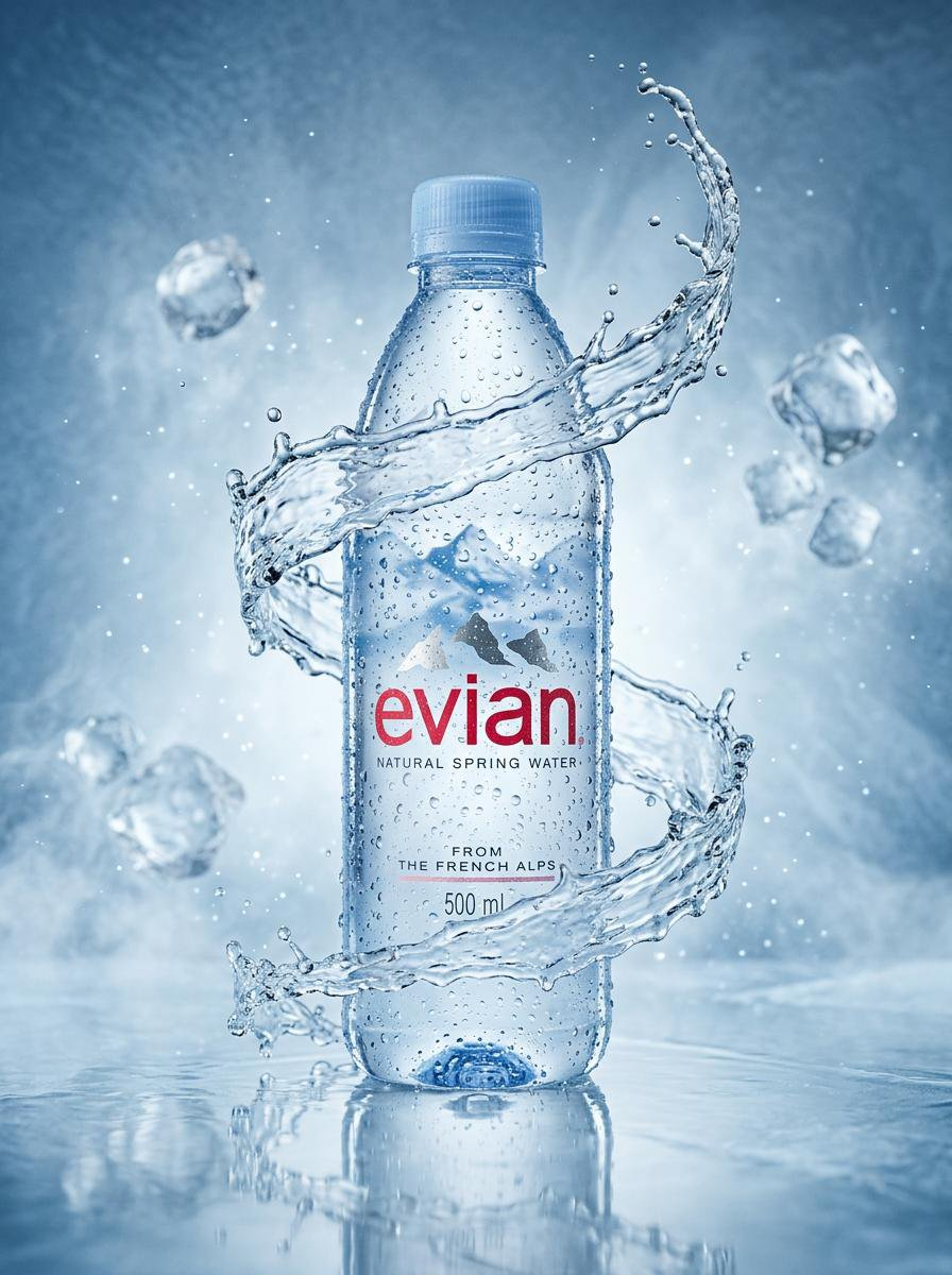 Flux 3 (flux-3.org) prompt example: Luxury Water Bottle Product Photography