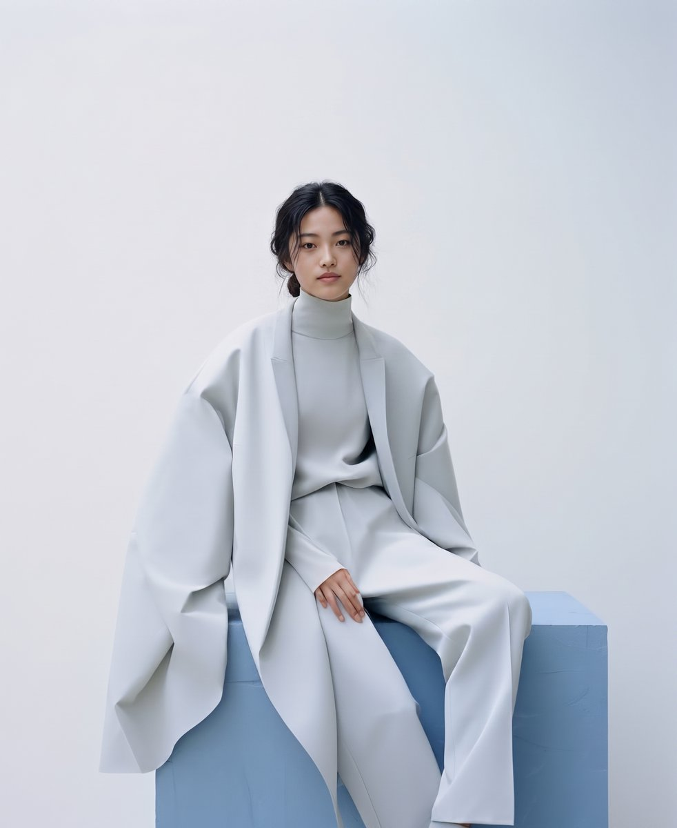 Flux 3 (flux-3.org) prompt example: Minimalist Architectural Fashion Portrait