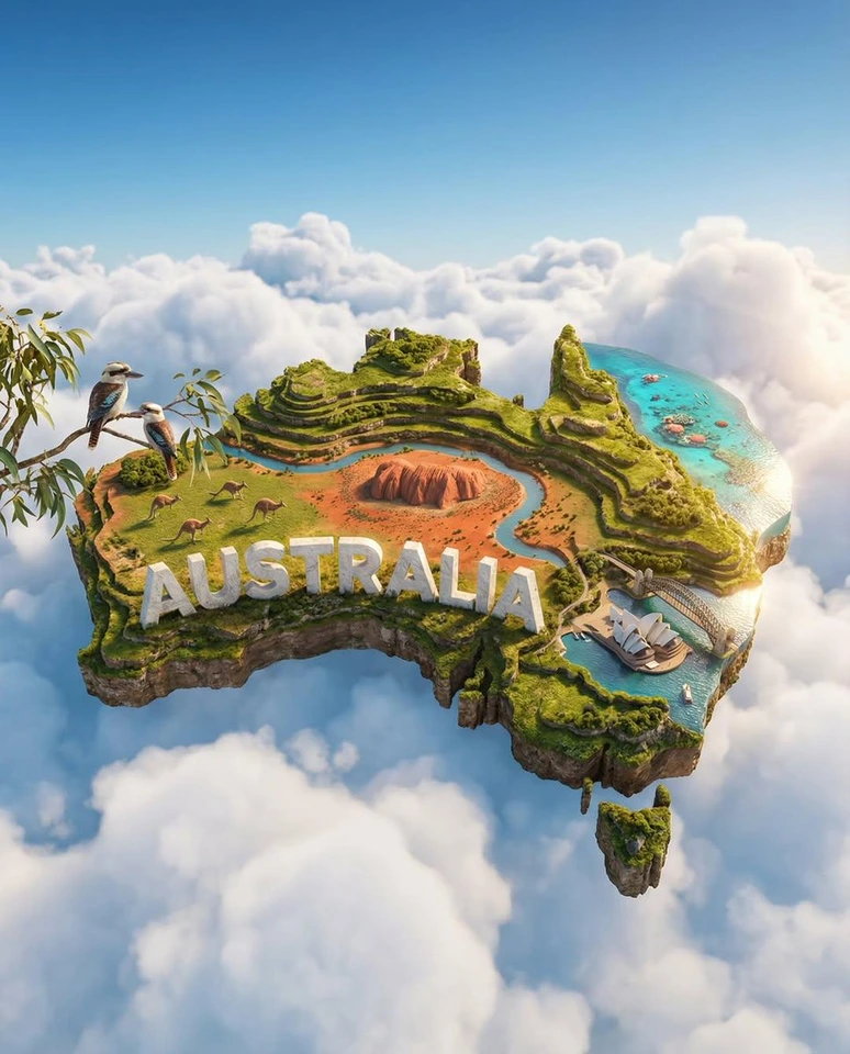 Flux 3 (flux-3.org) prompt example: Floating country island