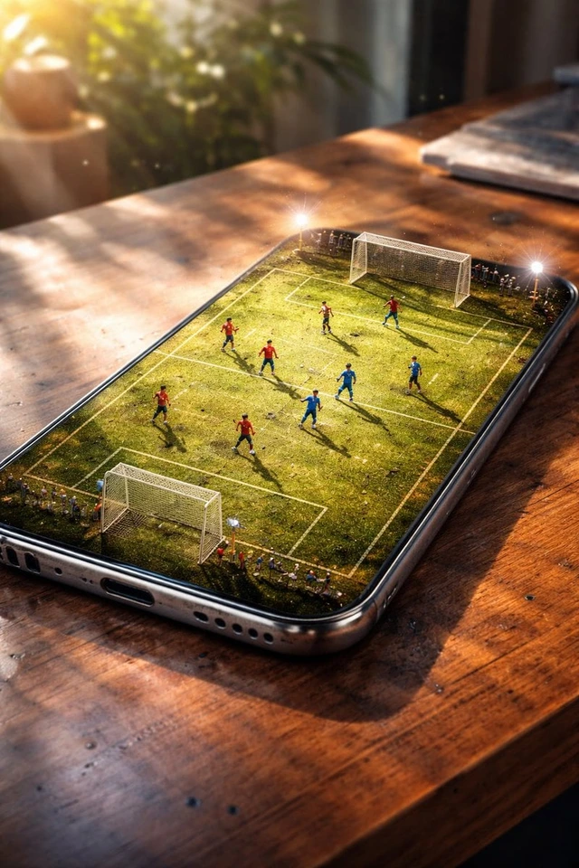Flux 3 (flux-3.org) prompt example: Football smartphone illusion