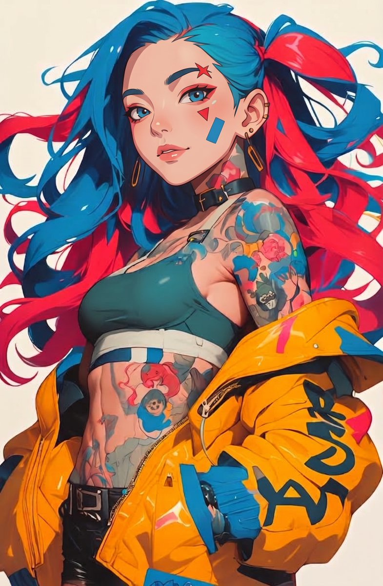 Flux 3 (flux-3.org) prompt example: Punk Style Split-Dye Anime Woman