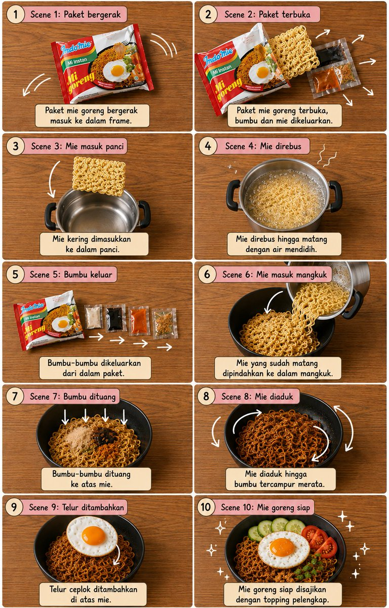 Flux 3 (flux-3.org) prompt example: Editorial Cooking Storyboard Layout
