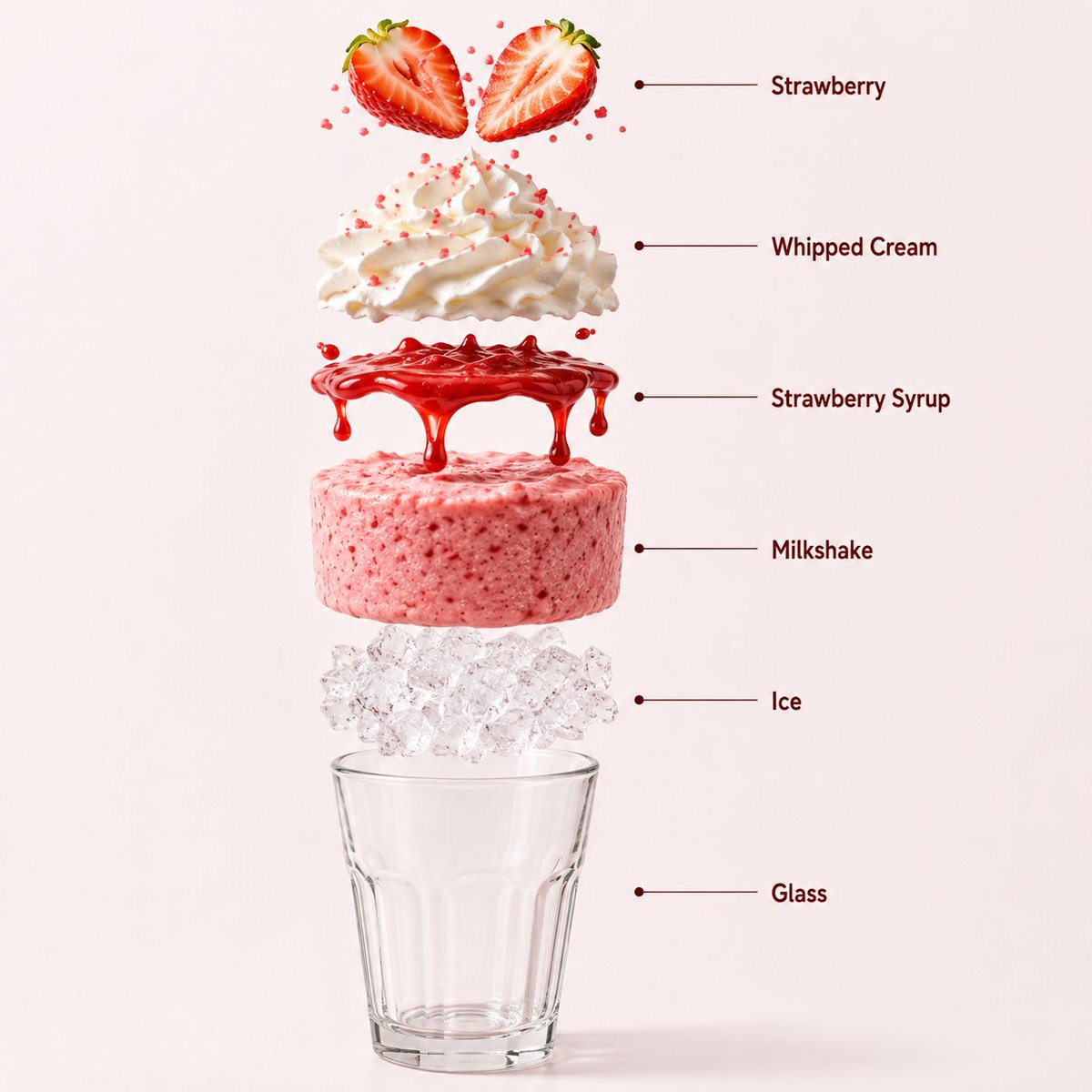 Flux 3 (flux-3.org) prompt example: Strawberry Milkshake Product and Infographic