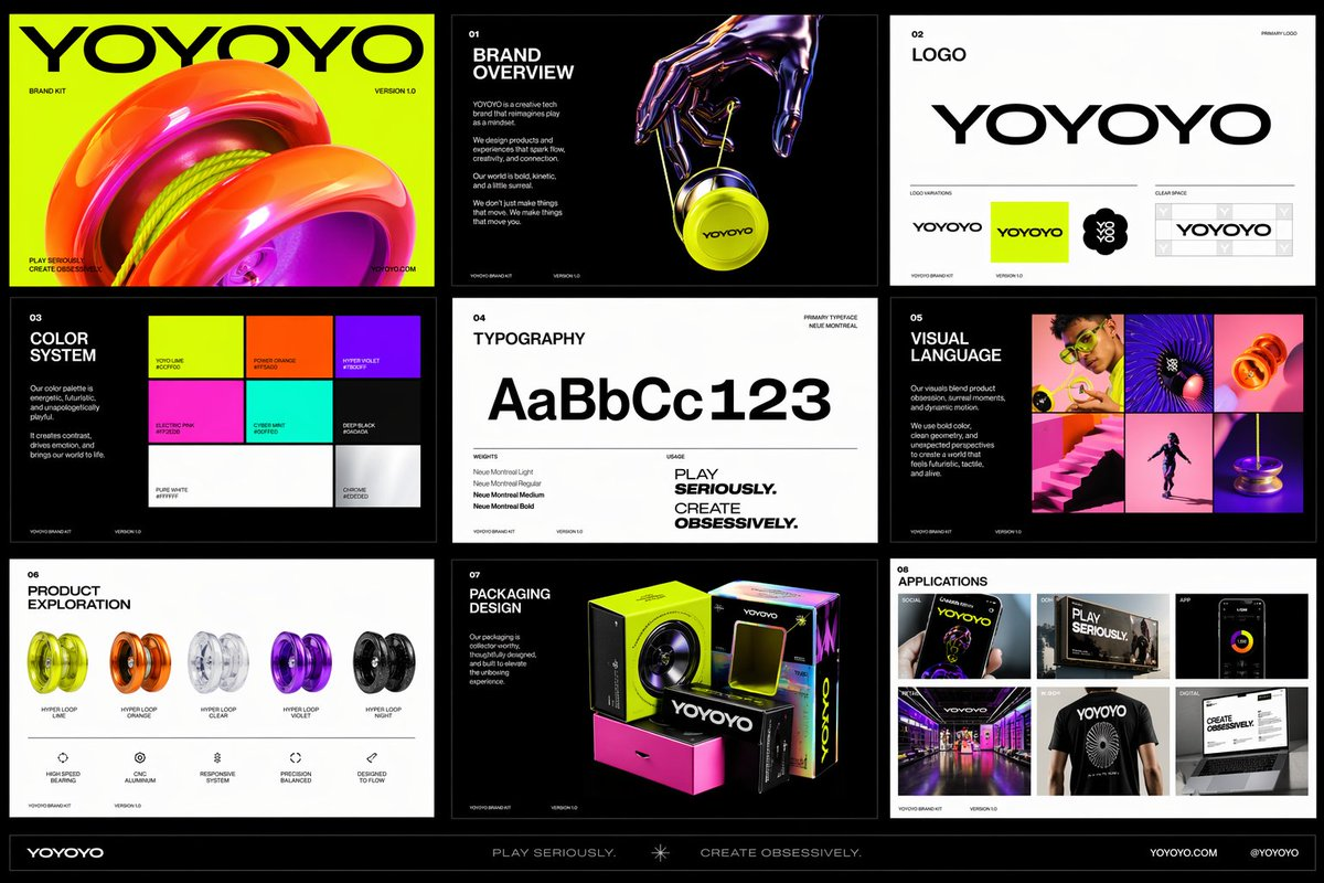 Flux 3 (flux-3.org) prompt example: Playful futuristic brand kit