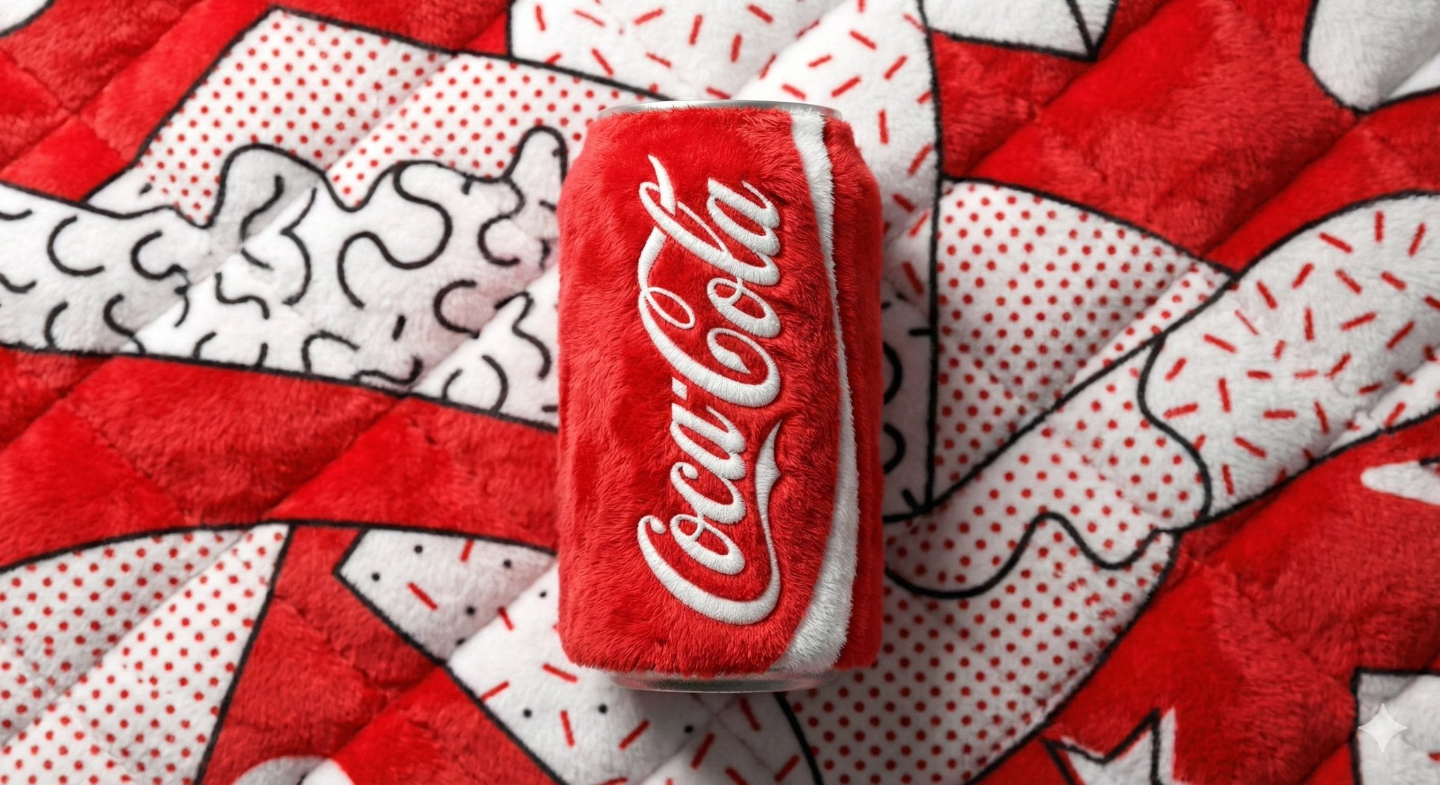 Flux 3 (flux-3.org) prompt example: Plush fabric beverage can