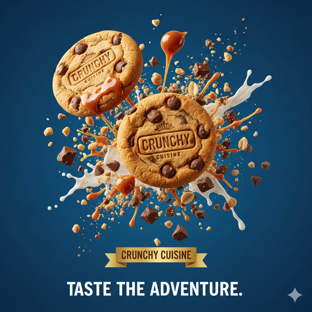 Flux 3 (flux-3.org) prompt example: Chocolate chip cookie explosion