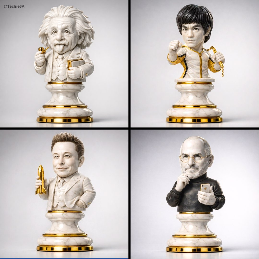 Flux 3 (flux-3.org) prompt example: Marble and gold collectible chess piece