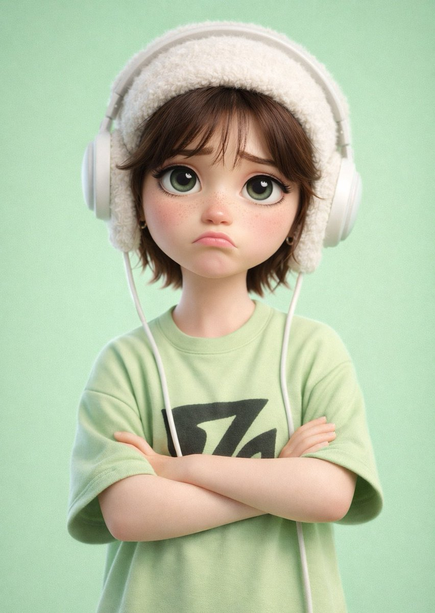 Flux 3 (flux-3.org) prompt example: Pastel cartoon character with headphones