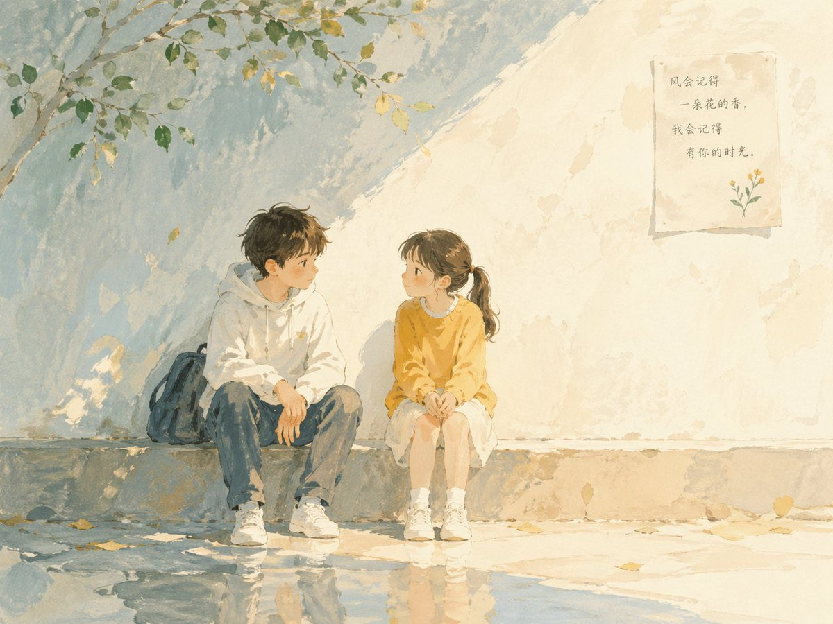 Flux 3 (flux-3.org) prompt example: Gentle watercolor storybook scene