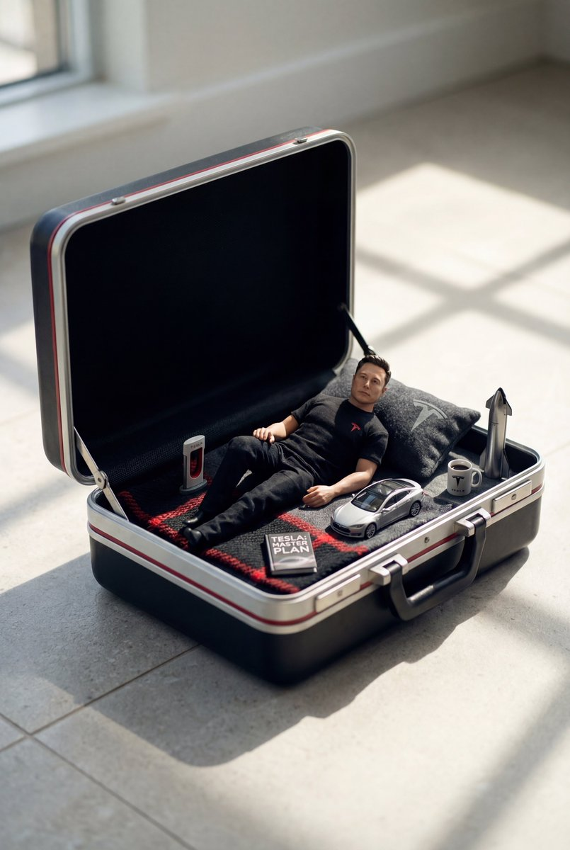 Flux 3 (flux-3.org) prompt example: Miniature traveler inside a suitcase