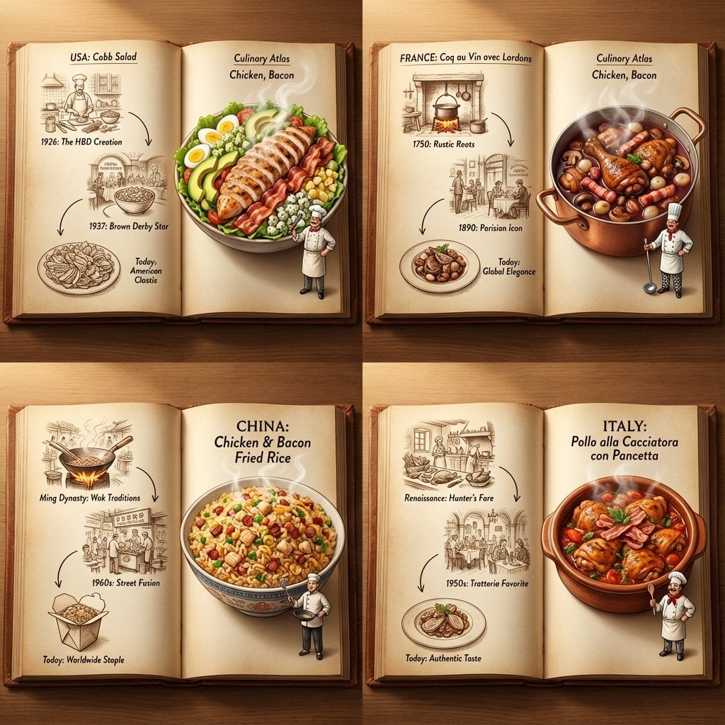 Flux 3 (flux-3.org) prompt example: Four-country culinary atlas