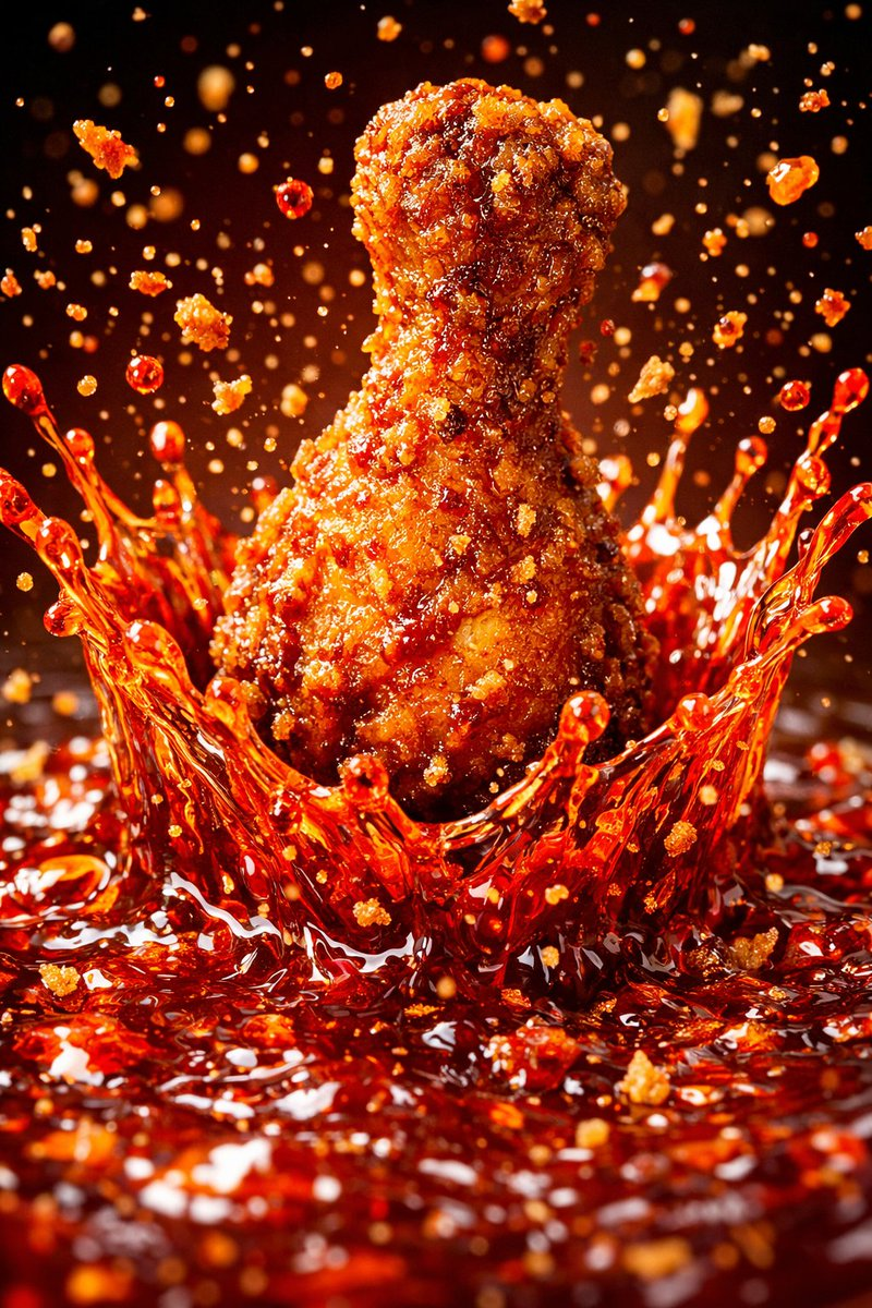 Flux 3 (flux-3.org) prompt example: Fried chicken action series