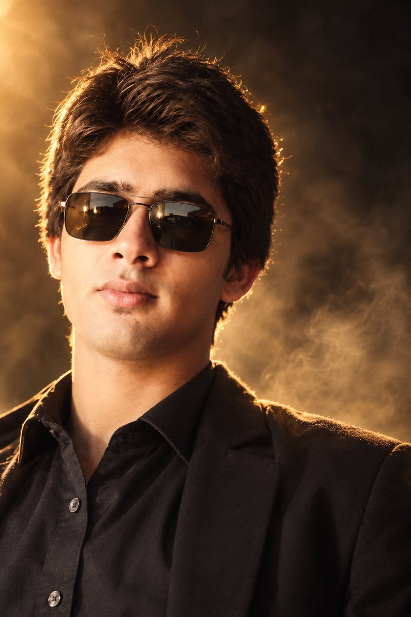 Flux 3 (flux-3.org) prompt example: Cinematic Male Portrait with Golden Backlight