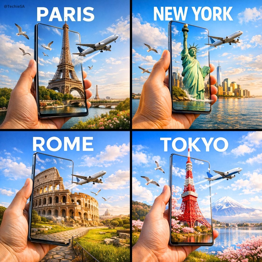 Flux 3 (flux-3.org) prompt example: Travel destination screen portal
